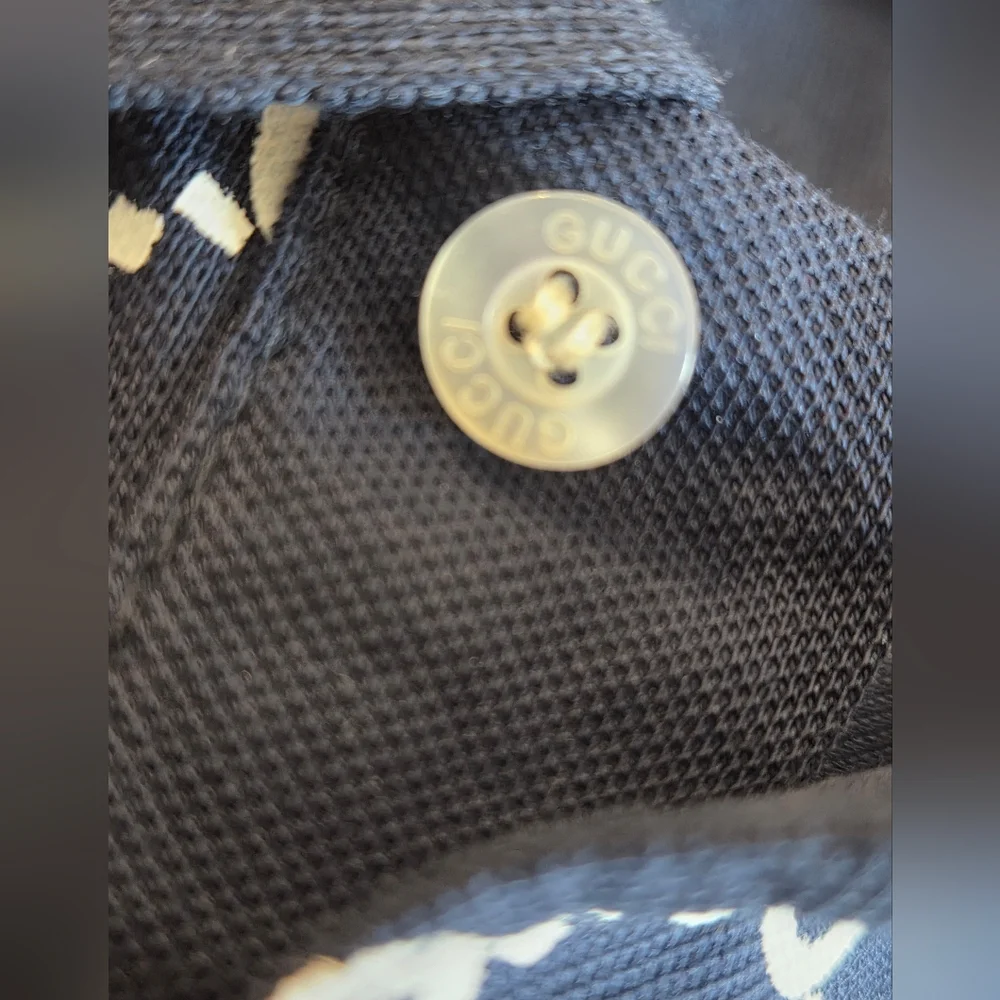 Gucci Navy Blue Patterned Polo Shirt Mens Size XXL ] Fits Like XL - Picture 6 of 9